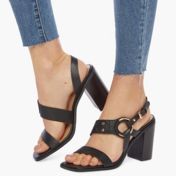 JustFab Women's KAIA Strappy Block Heeled Sandals Black Size 8 NWOT - Picture 1 of 16